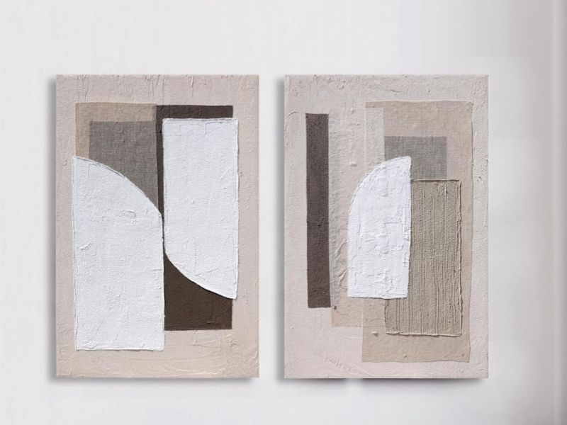 Linen Collage inspired 3D Plaster Texture Wall Art